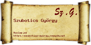Szubotics György névjegykártya